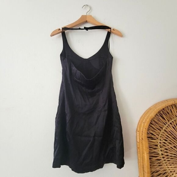 Zara Black Halter Mini Dress Satin M - Picture 7 of 11
